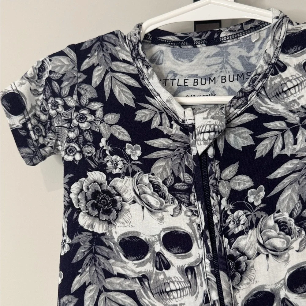 Little Bum Bums Floral Skull Print Bamboo Zippy Romper 9-12 Months EUC